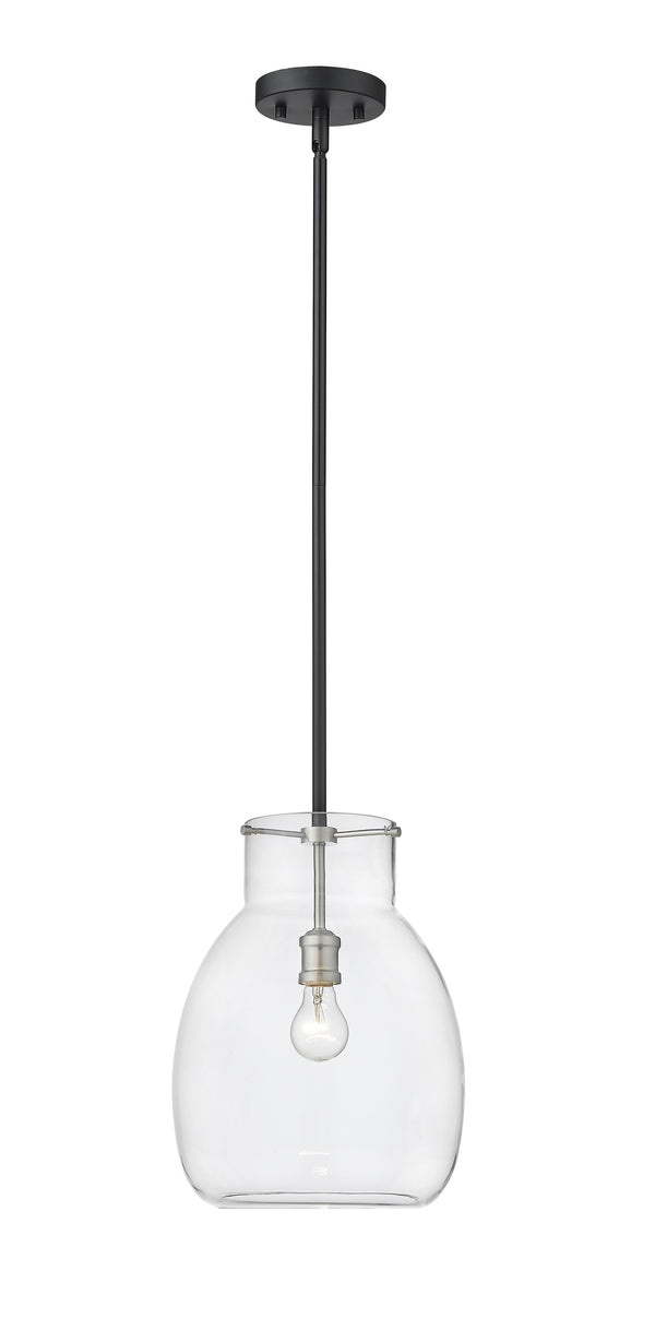 Bella 1 Light Mini Pendant in Matte Black + Brushed Nickel Finish