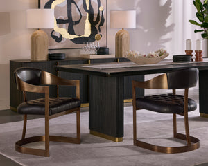 BEAUMONT DINING ARMCHAIR - ANTIQUE BRASS - CANTINA BLACK