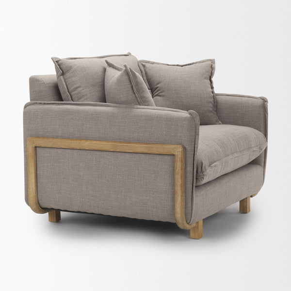 Roy II Flint Gray Upholstered and Brown Wood Frame Arm Chair