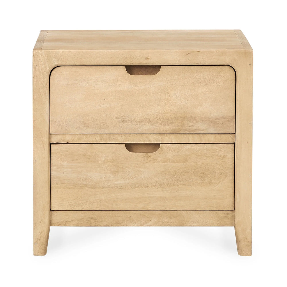 Laguna Solid Wood 2-Drawer Nightstand - Natural