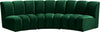 Lynda 3pc. Modular Sectional In Green Velvet