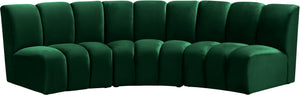 Lynda 3pc. Modular Sectional In Green Velvet