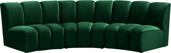 Lynda 3pc. Modular Sectional In Green Velvet