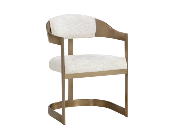 BEAUMONT DINING ARMCHAIR - ANTIQUE BRASS - RHEA LIGHT BARLEY