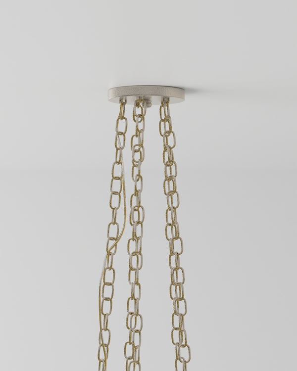 Forest Light Silver Chandelier In Textured Silver & Natural