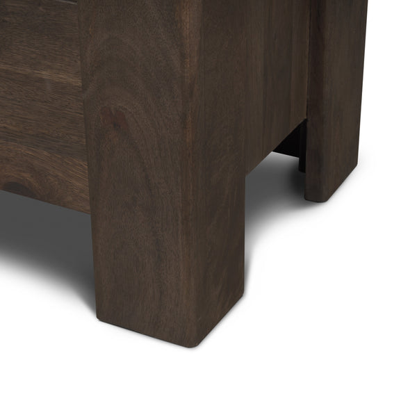Wallen Solid Dark Brown Wood 3 Drawer Accent Cabinet