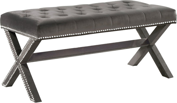 Herbert Bench In Grey Velvet