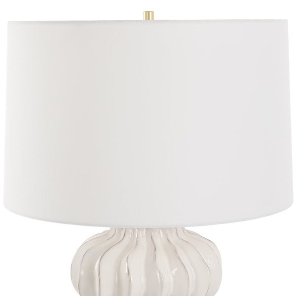 Wrenley Ridged White Table Lamp