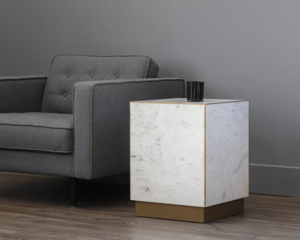 DAINES END TABLE - WHITE MARBLE