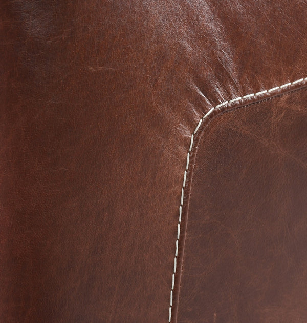 Martel Leather Club Chair - Spiced Brown with Oak Legs