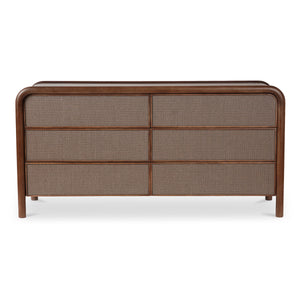 Rye 6 Drawer Dresser in Warm Brown with Soft Rush Front