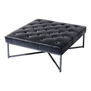 Moe's Thad Ottoman in Black Leather