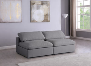 Carmen Cloud Modular Armless Sofa In Grey Linen Fabric