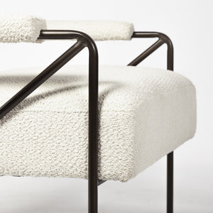 Vicunya Cream Fabric W/Gun Metal Gray Metal Frame Accent Chair