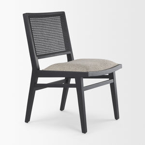 Wynn 20.5L x 24.6W x 34.1H Beige Fabric W/Black Wood Dining Chair