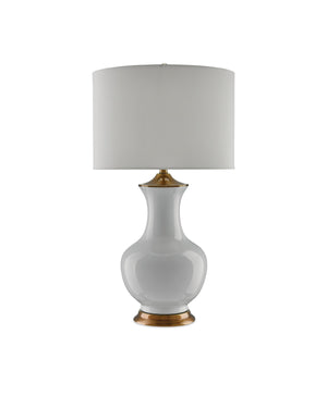 Lilou White Table Lamp In White & Antique Brass