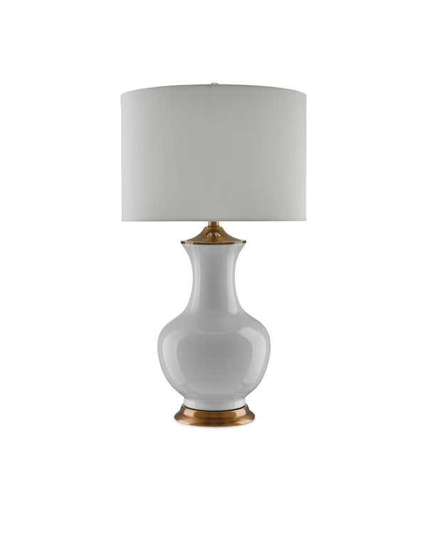 Lilou White Table Lamp In White & Antique Brass