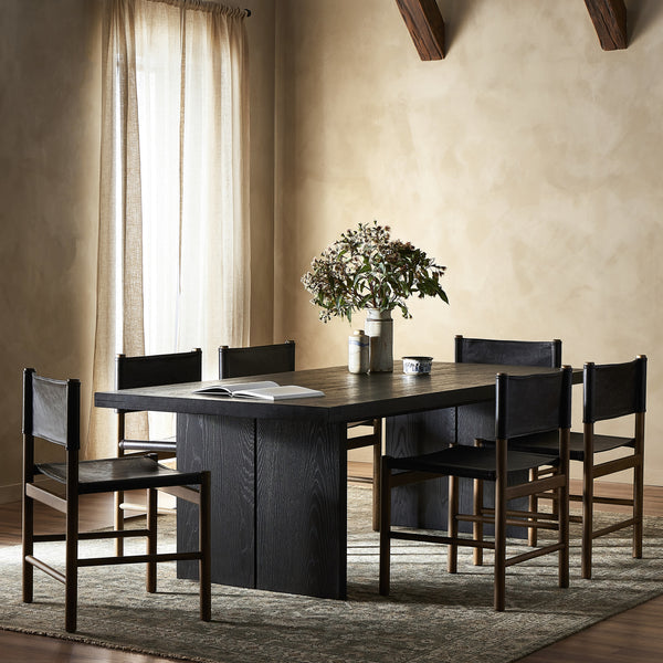 Warby Dining Table 94" in Worn Black Oak
