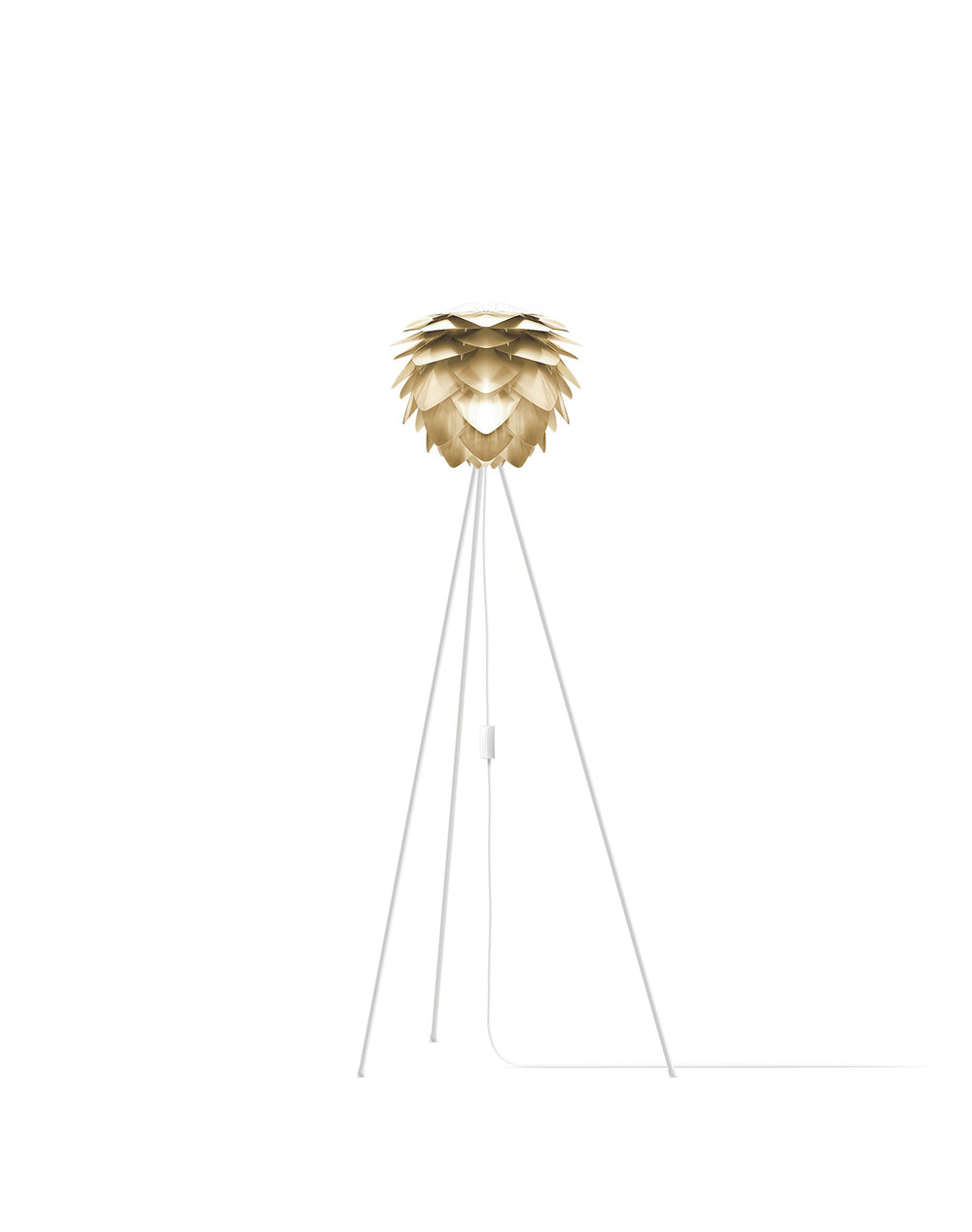 Silvia 53" Tripod Floor Lamp in Brass Foil Finish and White Base