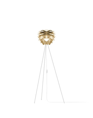 Silvia 53" Tripod Floor Lamp in Brass Foil Finish and White Base