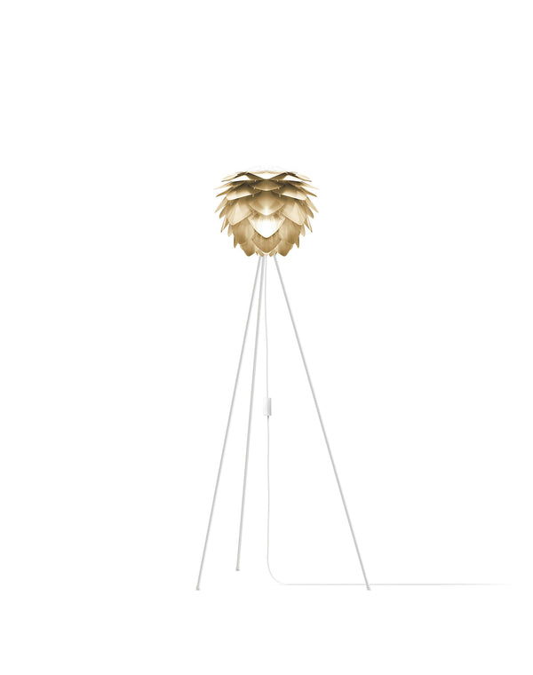 Silvia 53" Tripod Floor Lamp in Brass Foil Finish and White Base
