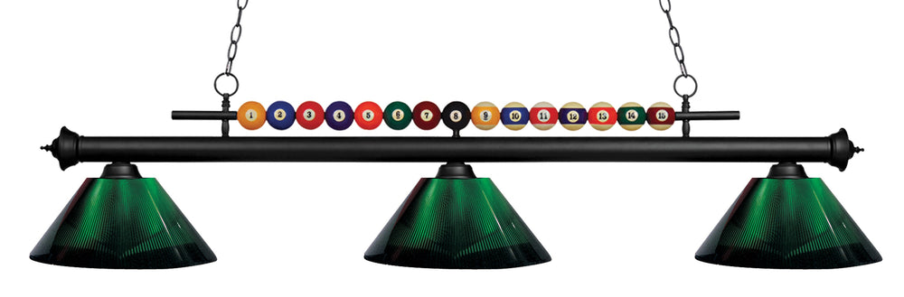 Shark 3 Light Billiard Light in Matte Black Finish