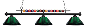 Shark 3 Light Billiard Light in Matte Black Finish