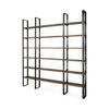 Taunton II 80L x 10.5W x 90H Dark Brown Wood And Black Iron Six Shelving Unit