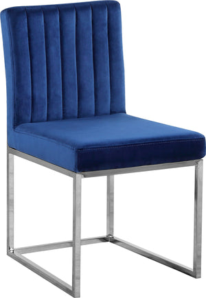 Joanna Dining Chair In Navy Velvet and Chrome