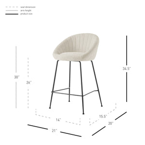 Watson KD Fabric Counter Stool, Haga Ivory