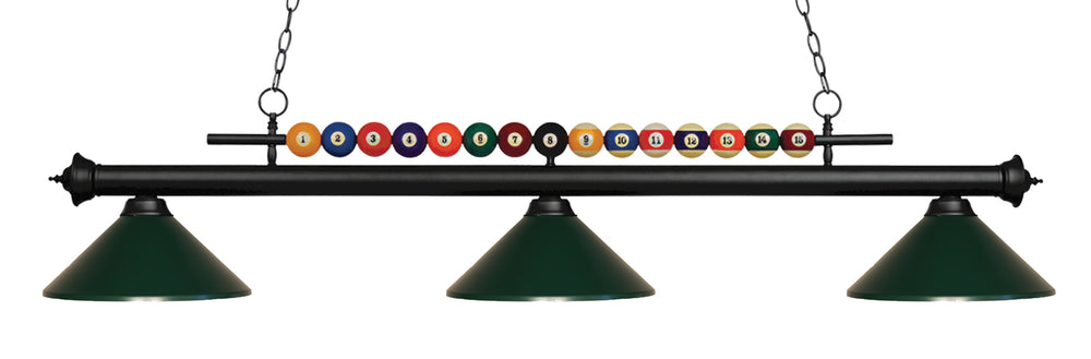 Shark 3 Light Billiard Light in Matte Black Finish