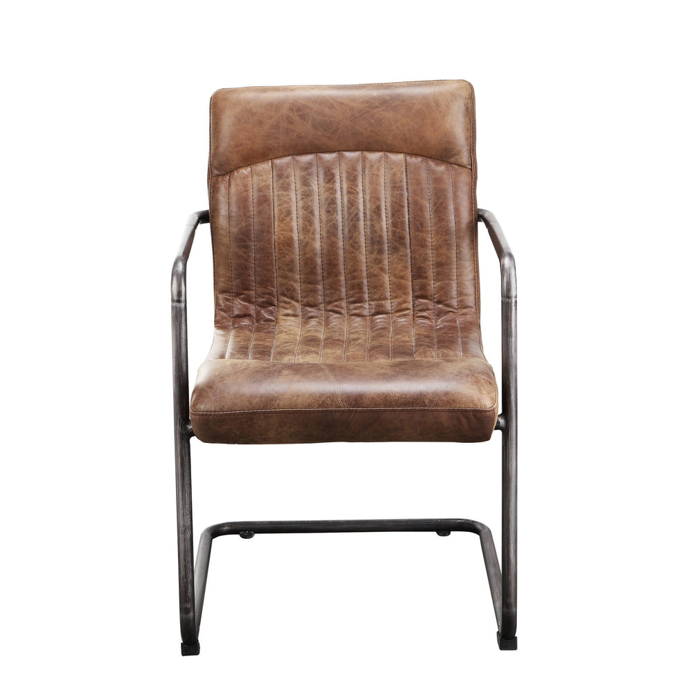 Ansel Arm Chair Set - Brown Leather & Iron