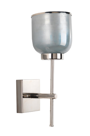 Vapor Single Sconce, Nickel and Blue Opal Metallic Glass