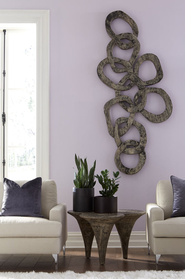 Chain Wall Art, Chamcha Wood, Grey Stone