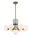 Parsons 9 Light Chandelier in Matte Black + Olde Brass Finish