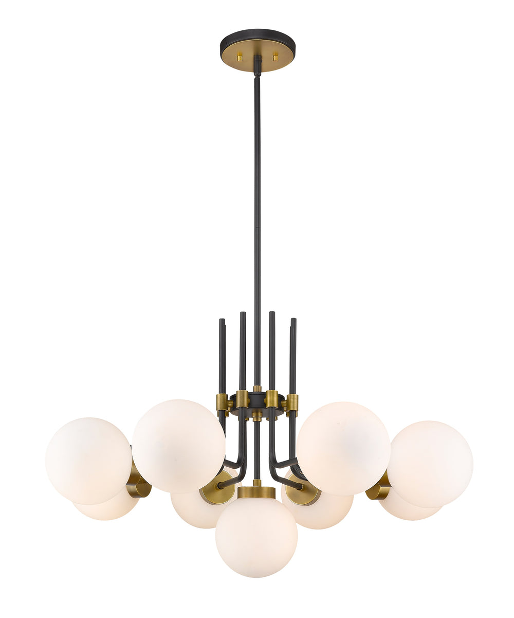 Parsons 9 Light Chandelier in Matte Black + Olde Brass Finish