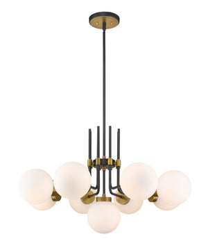 Parsons 9 Light Chandelier in Matte Black + Olde Brass Finish