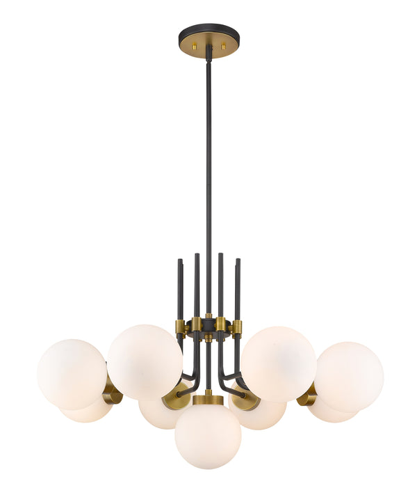 Parsons 9 Light Chandelier in Matte Black + Olde Brass Finish