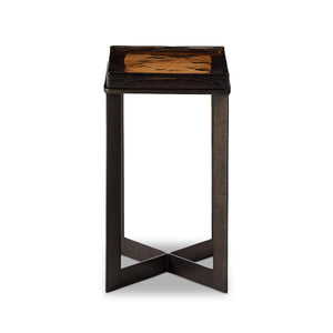 Lennie Cast Glass End Table in Amber