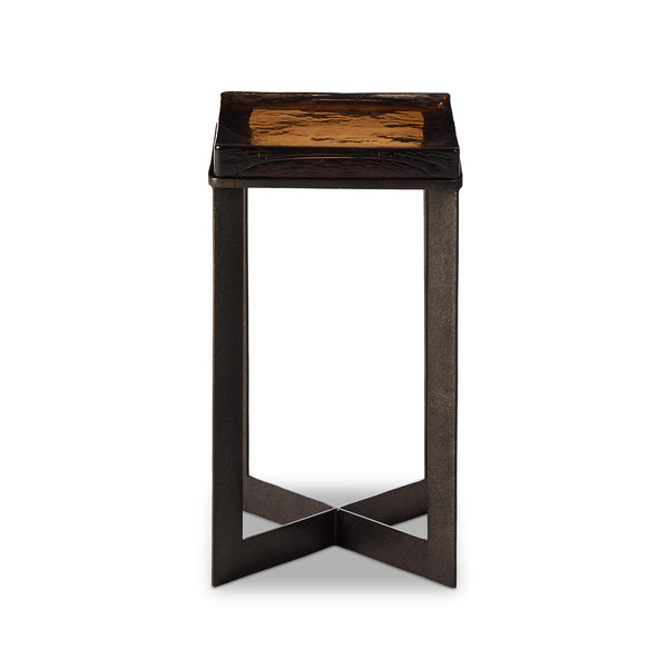 Lennie Cast Glass End Table in Amber