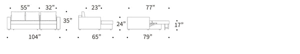 NEAH SOFA BED, STANDARD W/LOUNGER, 55"X77"