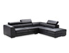Icon Sectional RAF Chaise in black premium leather