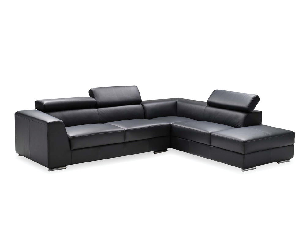 Icon Sectional RAF Chaise in black premium leather