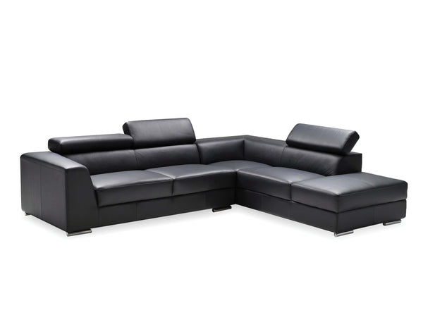 Icon Sectional RAF Chaise in black premium leather