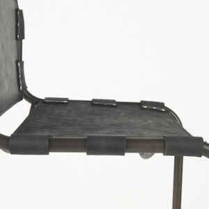 Berbick 43" Total Height Black Leather w/ Iron Frame Bar Stool
