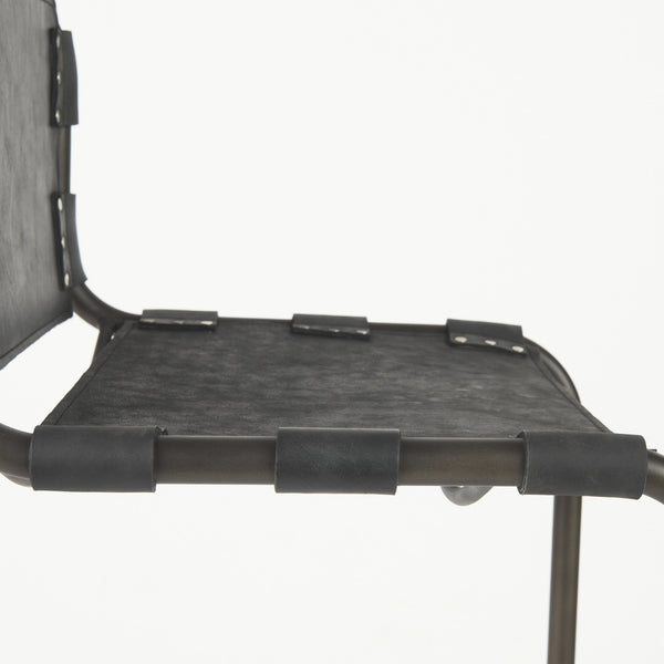 Berbick 43" Total Height Black Leather w/ Iron Frame Bar Stool