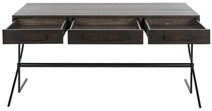 Frank Ebony Walnut Desk with Matte Black Steel Base