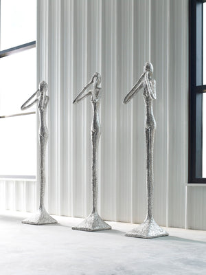 Speak No Evil Sculpture, Silver Leaf, Large 81"H