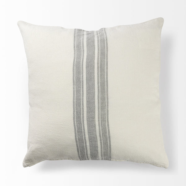 Patrice 22 x 22 Cream With Gray Stripes Decorative Pillow Cover