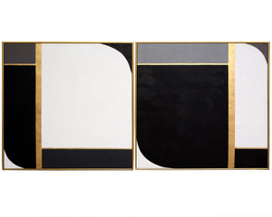 Double Exposure (set Of 2) - 48" X 48" - Gold Floater Frame